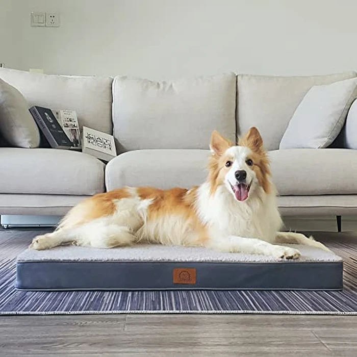 Sunheir Orthopedic Dog Bed for Medium Dogs, Waterproof Deluxe Plush Dog Crate Bed with Removable Washable Cover & Anti-Slip Bottom, Egg Crate Foam Pet Bed Mat, Grey, (30.0" L x 20.0" W x 3.0" Th) by Sunheir - Image 5