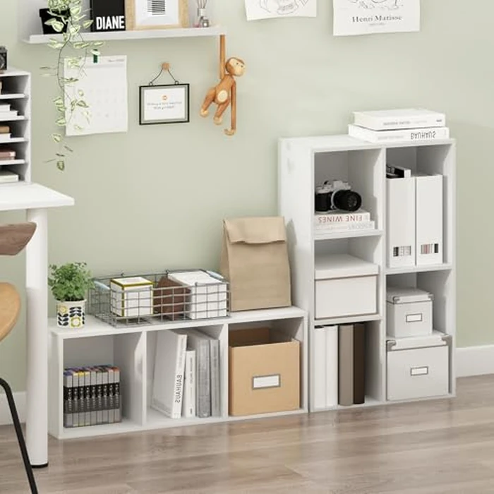 Furinno LUDER Book Shelf, 5-Cube Bookshelf, Tool Free Assembly Open Shelves Bookcase 9.4 x 19.7 x 31.5, for Living Room, Bedroom, Home Office, White by Furinno - Image 5