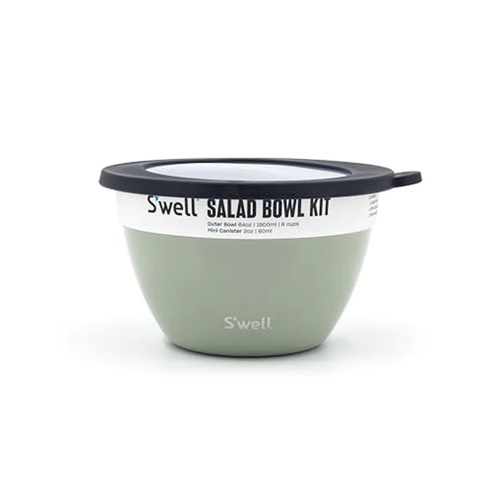 S’Well - Stainless Steel Salad Bowl Kit, Leakproof Lunch Bowl with Removable Tray and 2 oz Mini Canister, Meal Prep Food Container & Dishwasher Safe (64 oz, Mountain Sage) by S'well - Image 3