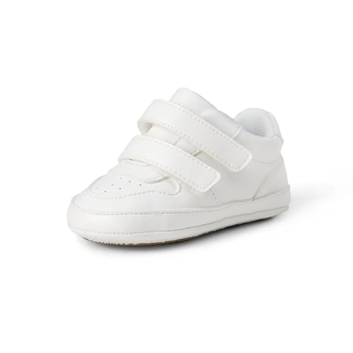 Amazon Essentials Unisex Babies' Hook & Loop Court Sneakers, White, 3 Infant by Amazon Essentials - Used - Very Good condition - US$7.71