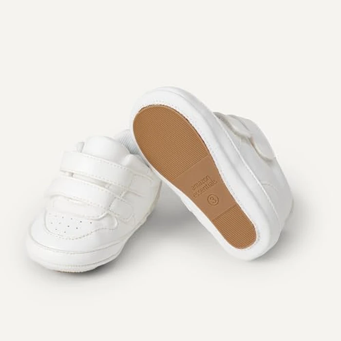 Amazon Essentials Unisex Babies' Hook & Loop Court Sneakers, White, 3 Infant by Amazon Essentials - Image 6