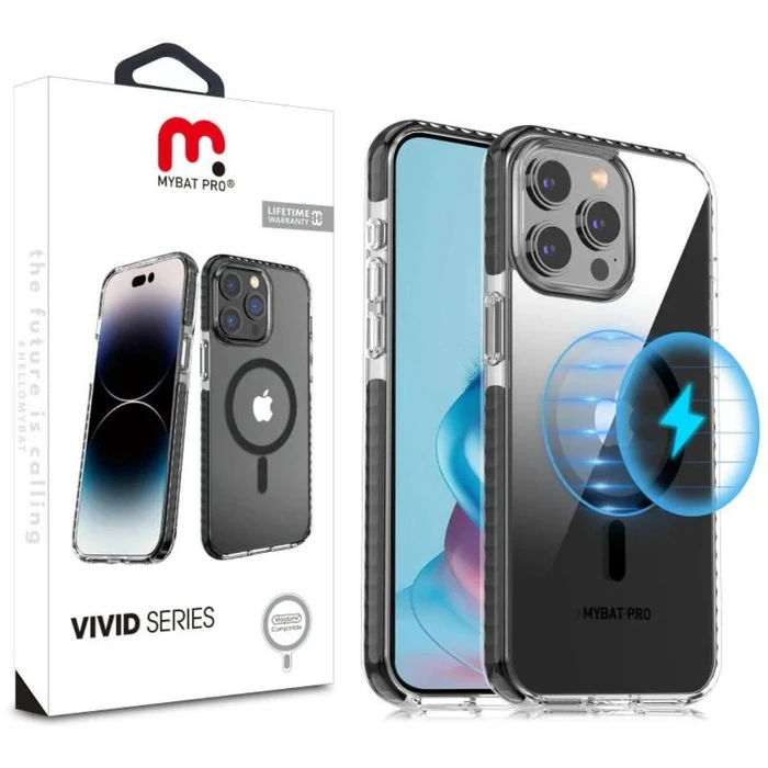 MyBat Pro Vivid Series Phone Case with MagSafe for iPhone 15 Plus - Black/Clear by MyBat Pro - Refurbished - Brand New condition - US$13.39