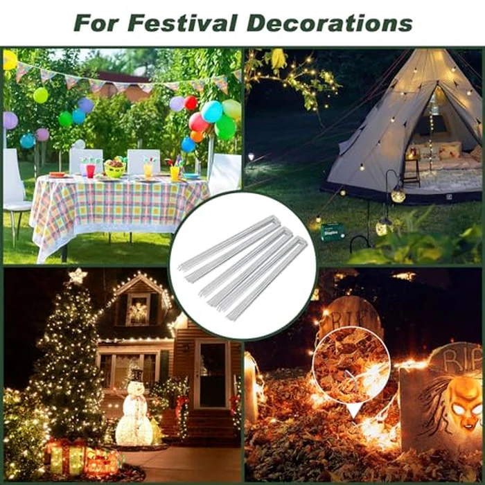 FEED GARDEN 8 Inch 50 Pack Galvanized Landscape Staples 11 Gauge Anti-Rust Garden Stakes Landscaping Fabric SOD Pins Yard Stakes for Weed Barrier Fabric by FEED GARDEN - Image 5