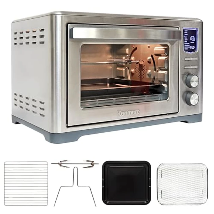 Kenmore Toaster Oven Air Fryer - Fry Chicken, Rotisserie, Bake Bread, Cookie, Pizza Dehydrator Racks Convection Kitchen Appliances 26 Quart Four à friteuse à air Stainless Steel by Koolatron - Image 5