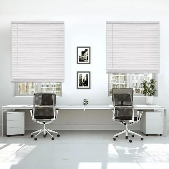 DEZ FURNISHINGS Cordless 1" Mini Blind, 34.5" W x 72" H, Pearl White by DEZ Furnishings - Used - Like New condition