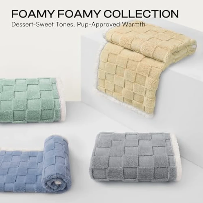 Luciphia Waterproof Dog Blanket, Leakproof Large Pet Blanket for Couch Sofa Bed Furniture Cover Protector, Washable Soft Sherpa Fleece with 3D Jacquard, Cozy Calming Reversible,Sage Green, 85"x57" by Luciphia - Image 3