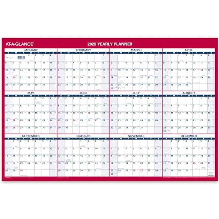 AT-A-GLANCE 2025 Wall Calendar, Monthly, 24" x 36", Extra Large, Paper, Reversible, Vertical/Horizontal (PM2122825) by AT-A-GLANCE - Image 1
