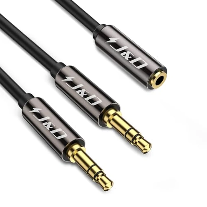 J&D 1/8 Inch TRS Stereo Y Splitter Cable, Gold Plated Copper Shell 3.5mm Female to Dual Male Adapter, Only Suitable for Switching, 3.3 Feet by J&D - Used - Very Good condition