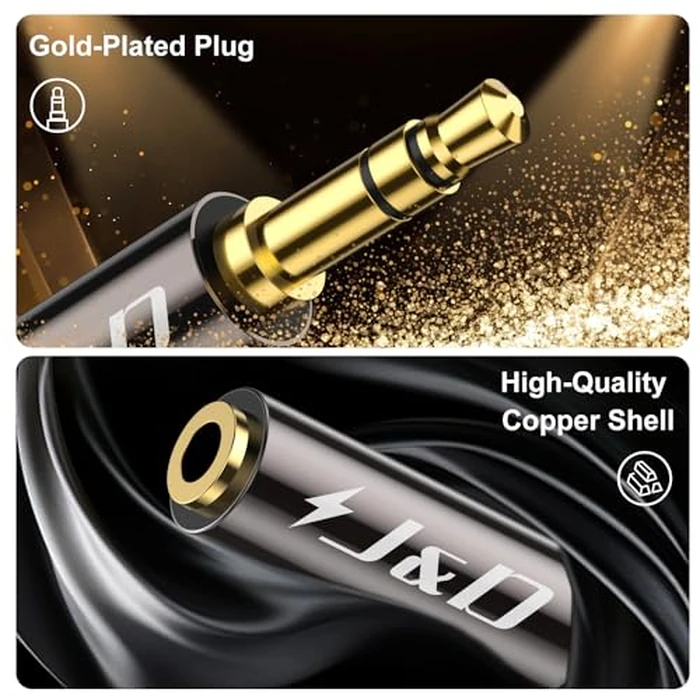 J&D 1/8 Inch TRS Stereo Y Splitter Cable, Gold Plated Copper Shell 3.5mm Female to Dual Male Adapter, Only Suitable for Switching, 3.3 Feet by J&D - Image 5