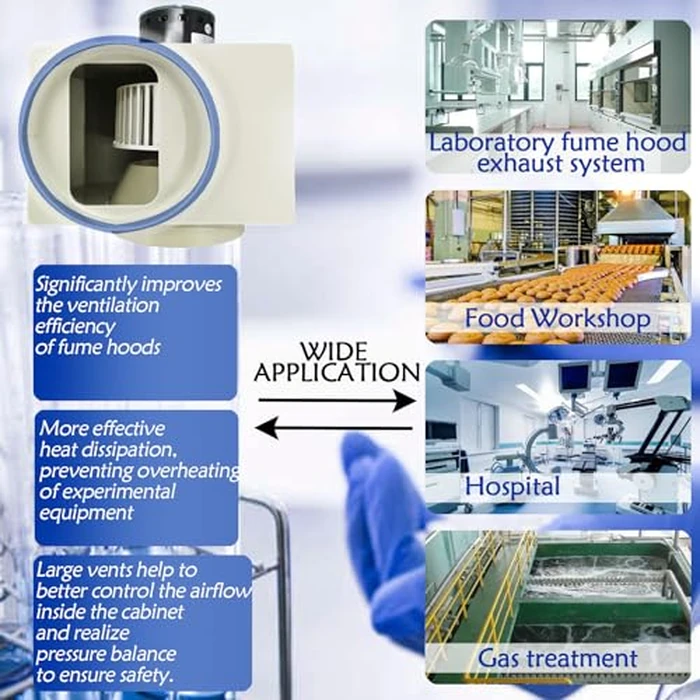 Maisutseb Fume Hood Blowers PP250 Laboratory Centrifugal Fan 1350CFM Centrifugal Blower Industrial Blower Laboratory Ventilation Hood Lab Ventilation Cabinet 300W 110V by Maisutseb - Image 4