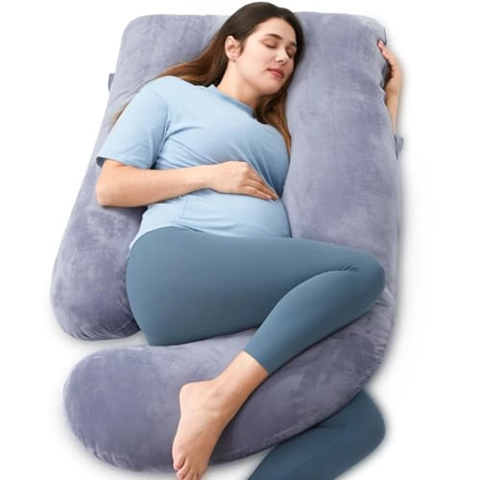 Momcozy Pregnancy Pillows for Sleeping, U Shaped Full Body Maternity Pillow with Removable Cover - Support for Back, Legs, Belly, HIPS for Pregnant Women, 57 Inch Pregnancy Pillow for Women, Grey by Momcozy - Used - Like New condition