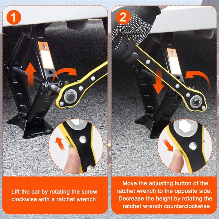 Scissor Car Jack 3 Ton (6610 lbs) Tire Changing Kit with Lug Wrench - Emergency Kit for Car, SUV, MPV by Gurduenon - Image 5