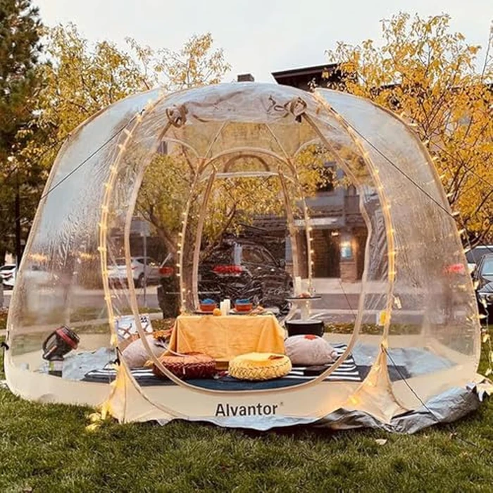 Alvantor Bubble Tent Screen House Room Canopy Gazebos 8-10 Person for Patios, Large Oversize Weather Pod, Premium Greenhouse Instant Pop Up Tent, Cold Protection Beige 12'x12' by Alvantor - Used - Like New condition - CA$502.07