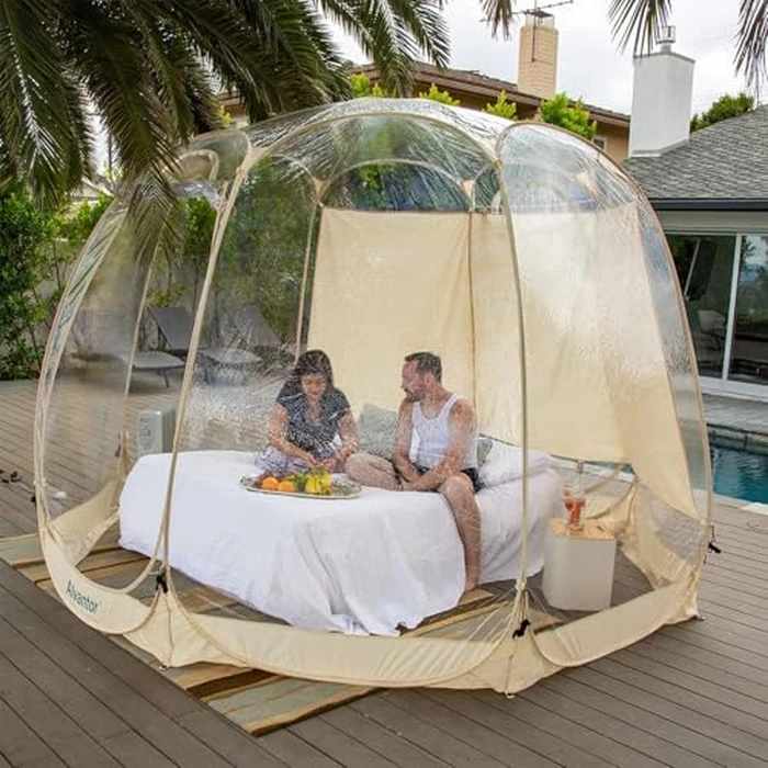 Alvantor Bubble Tent Screen House Room Canopy Gazebos 8-10 Person for Patios, Large Oversize Weather Pod, Premium Greenhouse Instant Pop Up Tent, Cold Protection Beige 12'x12' by Alvantor - Image 5