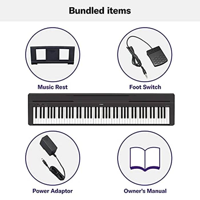 Yamaha 88-Key Weighted Portable Digital Piano Keyboard with Music Rest, Sustain Foot Switch, Built-in Speakers, USB Connectivity, Black (P45B) by Yamaha - Image 3