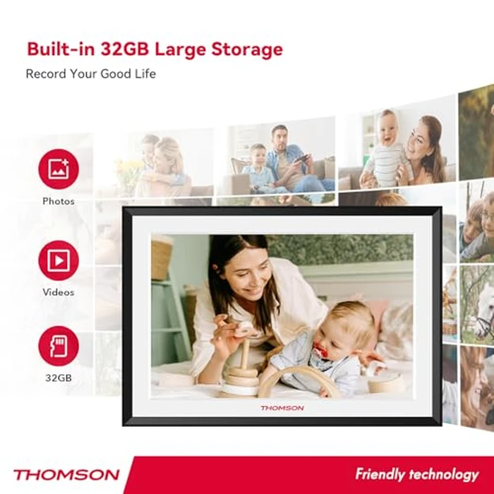 THOMSON 10.1 Inches Digital WiFi Picture Frame, Digital Photo Frame with 32 GB, 1280x800 HD IPS Touch Screen Electronic Frame, Auto-Rotate, Share Photos/Videos Instantly from Anywhere Great Gifts by THOMSON - Image 2