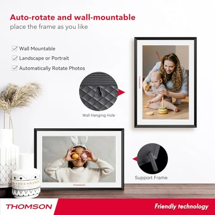 THOMSON 10.1 Inches Digital WiFi Picture Frame, Digital Photo Frame with 32 GB, 1280x800 HD IPS Touch Screen Electronic Frame, Auto-Rotate, Share Photos/Videos Instantly from Anywhere Great Gifts by THOMSON - Image 3