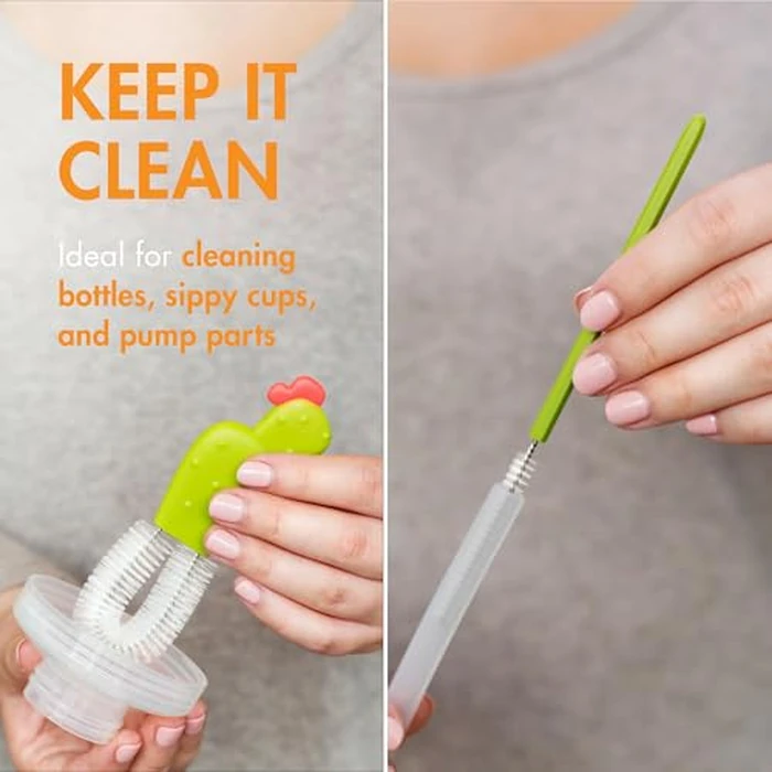 Boon Cacti Bottle Cleaning Brush Set - Includes Bottle Brush, Nipple Brush, Detail Brush, and Straw Brush - Baby Bottle Brush Set for Bottle Drying Rack - Baby Essentials - 4 Count by Boon - Image 5