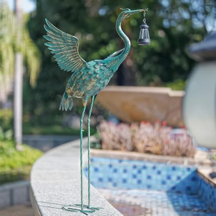 DREAMSOUL Heron Garden Statues 40.5 Inch Tall Crane Bird Statue, Standing Solar Outdoor Statues for Patio Pool Lawn Decoration by DREAMSOUL - Image 6