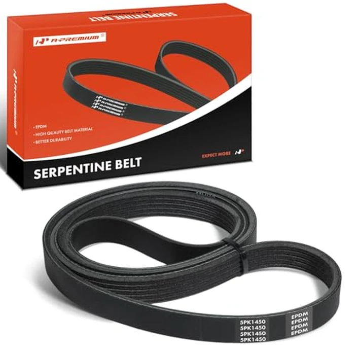 A-Premium 56.99 In Serpentine Drive Belt Compatible with Chevrolet Cruze 2011-2013, Sonic 2012-2015, Aveo Aveo5 2009-2011 & Pontiac G3 2009-2010, G3 Wave 2009 & Saturn Astra, SL, SL1, Without A.C. by A-premium - Image 1