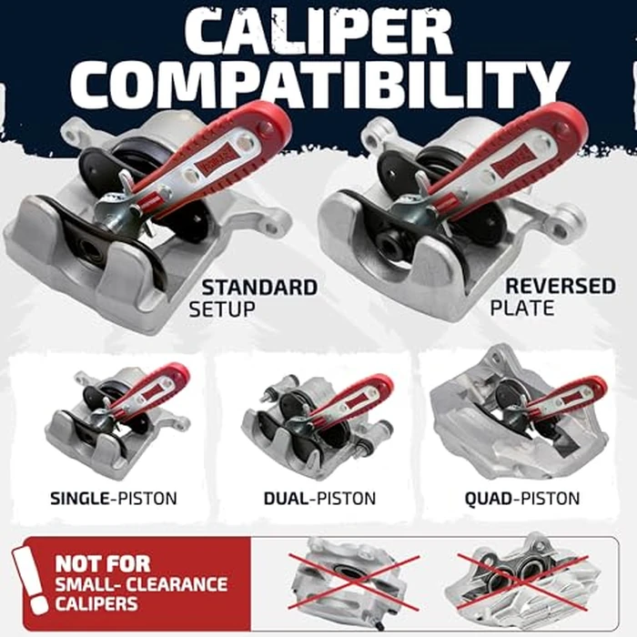 Vehiclex Brake Caliper Compression Tool - Heavy Duty Brake Pad Spreader Tool with Ratcheting Handle & Rib-Reinforced Plates - Caliper Piston Compressor Tool for Cars, SUVs, and Light Trucks by Vehiclex - Image 3