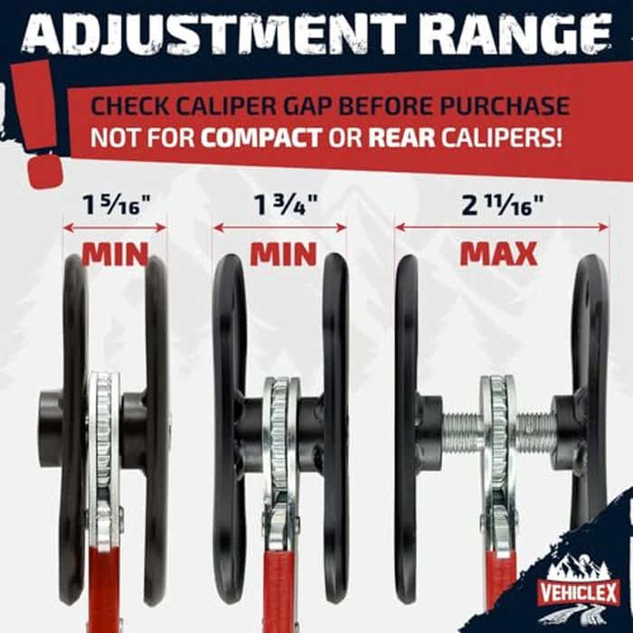 Vehiclex Brake Caliper Compression Tool - Heavy Duty Brake Pad Spreader Tool with Ratcheting Handle & Rib-Reinforced Plates - Caliper Piston Compressor Tool for Cars, SUVs, and Light Trucks by Vehiclex - Image 5