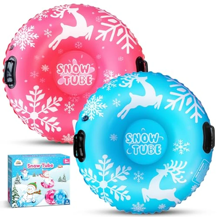 ZMLM Inflatable Snow-Tube Sled for Kids：2Pack Protable Winter Snow Sledding Toy Outdoor Sport Supplies Gift Kits for Age 6 7 8 9 10 Year Old Boy Girl Christmas Halloween Birthday Gift by ZMLM - Used - Like New condition - CA$19.31