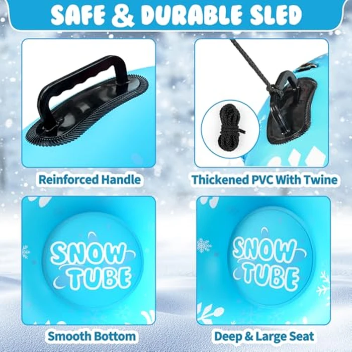 ZMLM Inflatable Snow-Tube Sled for Kids：2Pack Protable Winter Snow Sledding Toy Outdoor Sport Supplies Gift Kits for Age 6 7 8 9 10 Year Old Boy Girl Christmas Halloween Birthday Gift by ZMLM - Image 3