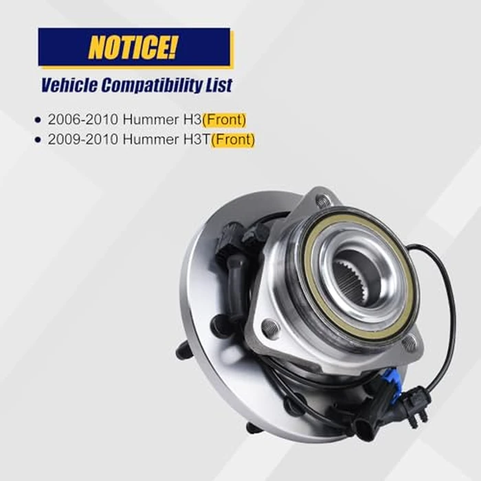 KUSATEC 515093 Front Wheel Bearing and Hub Assembly Compatible with 2006-2010 for Hummer H3,2009-2010 H3T, 6 Lug Bolts w/ABS by KUSATEC - Image 5
