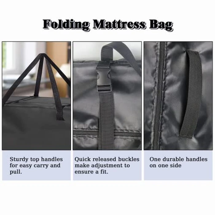 Andacar Folding Mattress Storage Bag - 39inch Carry Case Fits for Tri-Fold Up to 4" Twin & Twin XL Mattress Waterproof Cushion Storage Bag - 39.3"Lx26"Wx13"H, Black, Cover Only by Andacar - Image 4