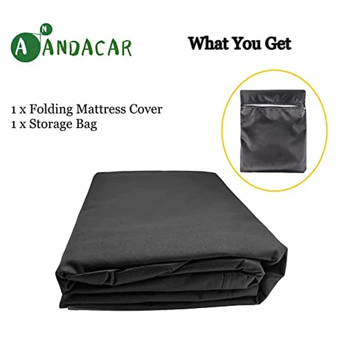 Andacar Folding Mattress Storage Bag - 39inch Carry Case Fits for Tri-Fold Up to 4" Twin & Twin XL Mattress Waterproof Cushion Storage Bag - 39.3"Lx26"Wx13"H, Black, Cover Only by Andacar - Image 7