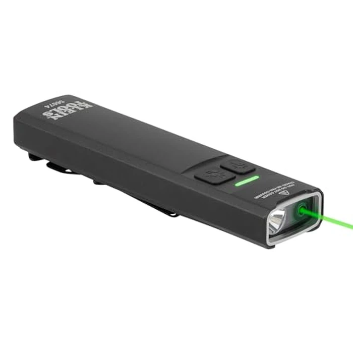 KLEIN TOOLS 56074 EDC Pocket Flashlight with Green Laser, Three Brightness Modes up to 1000 Lumens with Turbo Mode, Built-in Floodlight, <1mW, 510 to 530nm, Class 2, Rechargeable by KLEIN TOOLS - Used - Like New condition - US$53.67