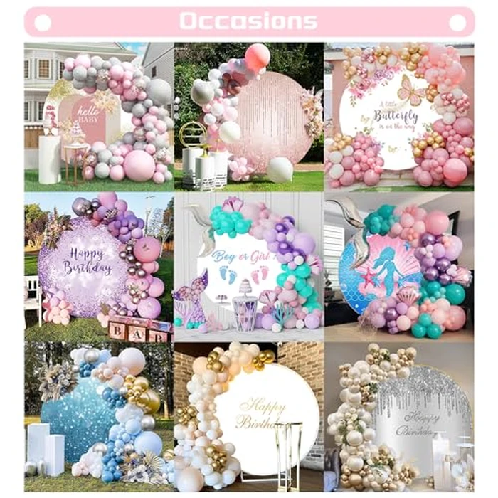 OERJU Bear Baby Shower Round Backdrop Cover - We Can Bearly Wait - Sky Blue Balloons Boy Kids Gender Reveal Newborn Party Circle Backdrop Cover Cake Table Decor Photo Studio Prop 6.5x6.5ft by OERJU - Image 5