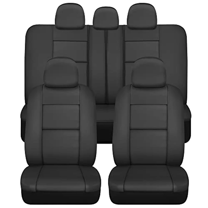 BDk Faux Leather Car Seat Cover Full Set - Front & Rear Split Bench Black Seat Covers For SUV & Truck Seat Covers, Airbag Compatible - Interior Protective Seat Covers for Car Seats & Car Accessories by BDK - Used - Very Good condition - US$28.84