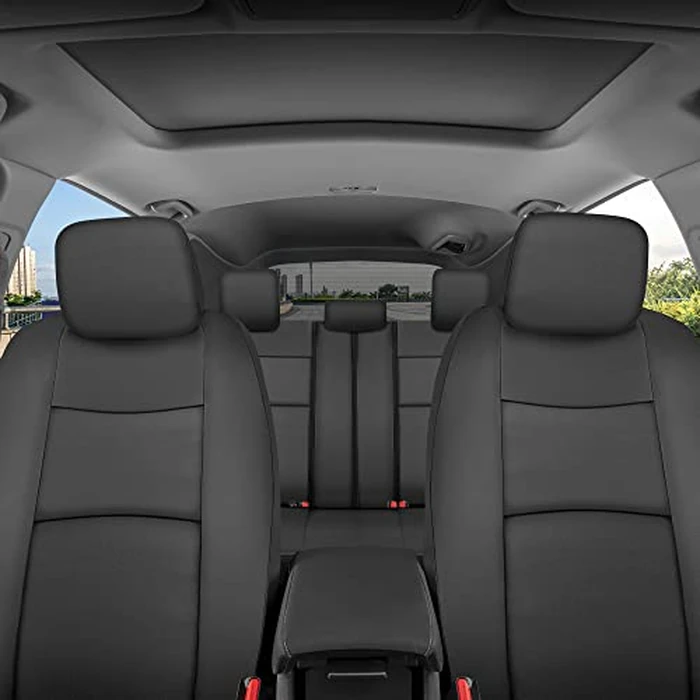 BDk Faux Leather Car Seat Cover Full Set - Front & Rear Split Bench Black Seat Covers For SUV & Truck Seat Covers, Airbag Compatible - Interior Protective Seat Covers for Car Seats & Car Accessories by BDK - Image 3