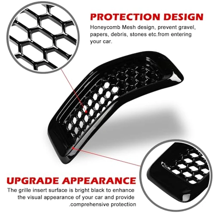 JSCARLIFE 2014-2018 J-eep Cherokee ABS Honeycomb Grille Inserts 7-Piece Kit - OEM Style Mesh Covers | Clip-On Installation, Anti-Corrosion Trim for KL Model (Black) by JSCARLIFE - Image 5