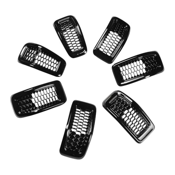 JSCARLIFE 2014-2018 J-eep Cherokee ABS Honeycomb Grille Inserts 7-Piece Kit - OEM Style Mesh Covers | Clip-On Installation, Anti-Corrosion Trim for KL Model (Black) by JSCARLIFE - Image 8