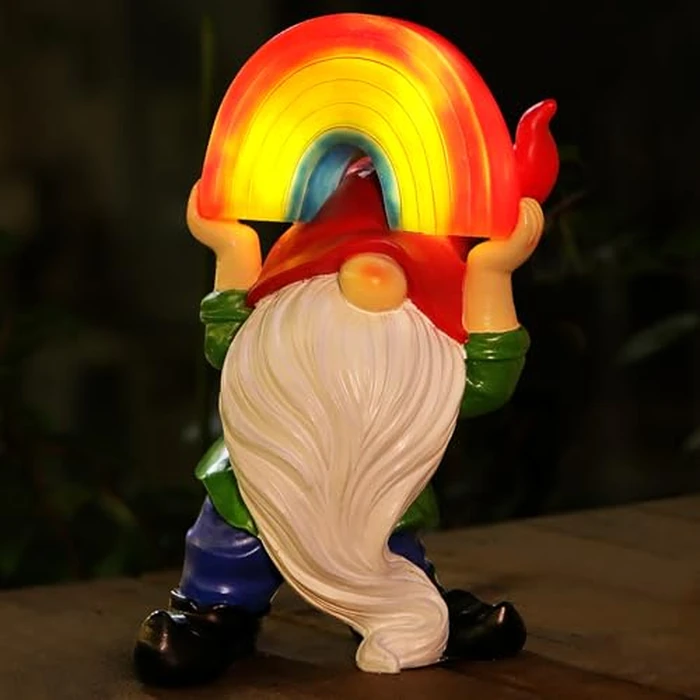 LEGIFO Garden Gnome Statue with Rainbow Solar Lights Large Garden Sculptures Outdoor Decorations Patio Lawn Yard Garden Decor Gifts for Women Mom by LEGIFO - Image 1