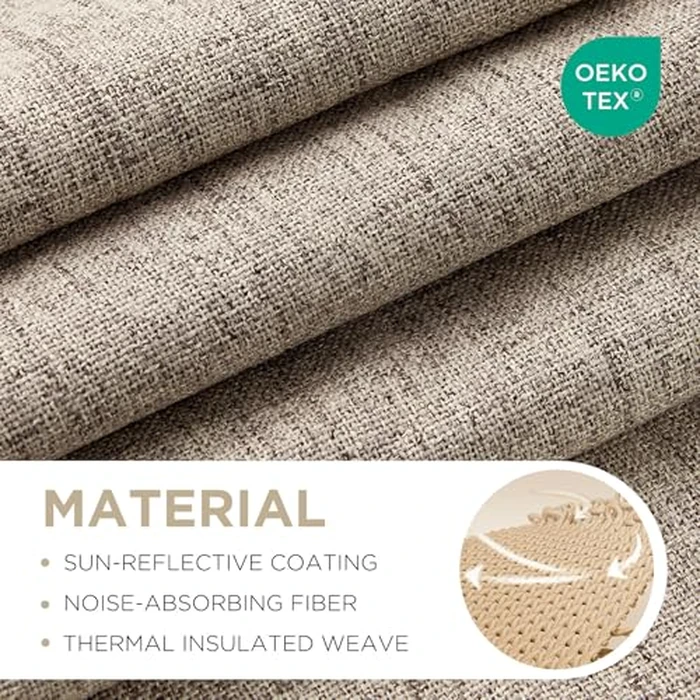 Joydeco Blackout Curtains for Bedroom - 100% Light Blocking 1 Panels Set Linen Drapes 70" W x 90" L, Thermal Insulated Room Darkening Curtains, Linen Textured for Living Room, Rod Pocket & Back Tabs by Joydeco - Image 2