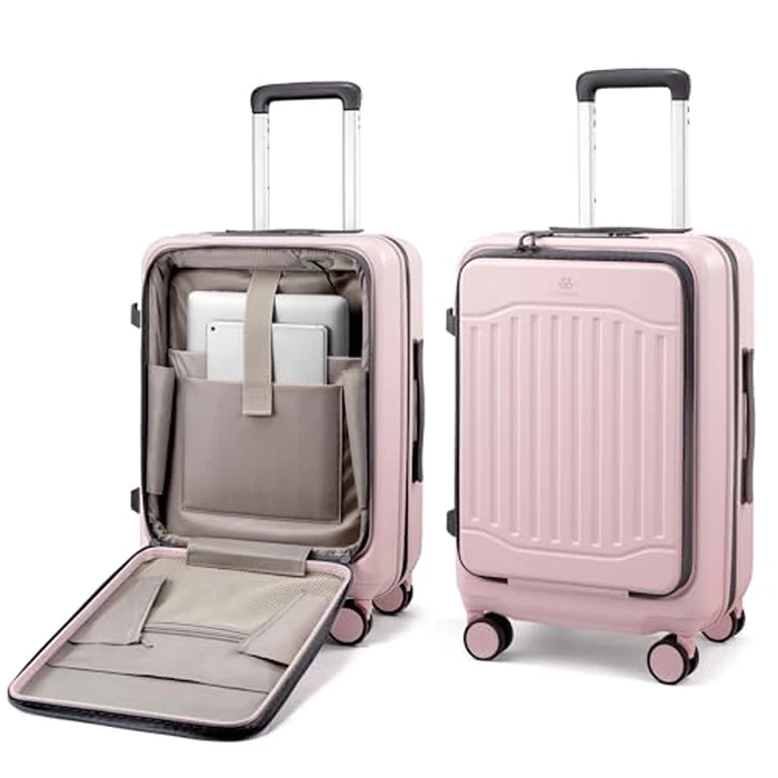 LOVEVOOK Carry On Luggage 22x14x9 Airline Approved, Expandable Hard Shell Suitcase with Spinner Wheels, USB Charging Port & Front Pocket, PC Hardside Rolling Luggage with TSA Lock for Travel by LOVEVOOK - Used - Like New condition