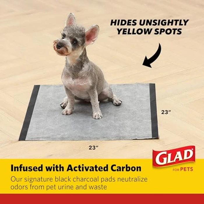 Glad for Pets Activated Carbon Puppy Training Pads with Anti-Microbial Technology, Odor Control Pee Mats for Dogs, 6-Layer Leak-Proof Heavy Duty Indoor Potty Pads, 23 x 23 Inches, 100 Count by Glad - Image 5