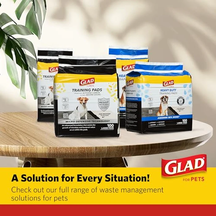 Glad for Pets Activated Carbon Puppy Training Pads with Anti-Microbial Technology, Odor Control Pee Mats for Dogs, 6-Layer Leak-Proof Heavy Duty Indoor Potty Pads, 23 x 23 Inches, 100 Count by Glad - Image 6