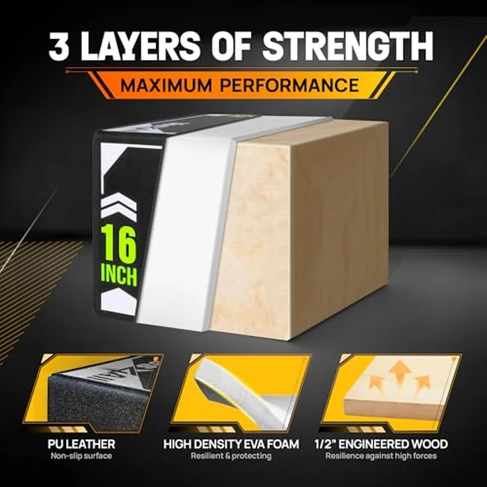 Yes4All 3 in 1 Soft Plyo Box Wooden Core, Foam Plyometric Box for Home Gym and Outdoor Workout - 20 x 18 x 16 by Yes4All - Image 2