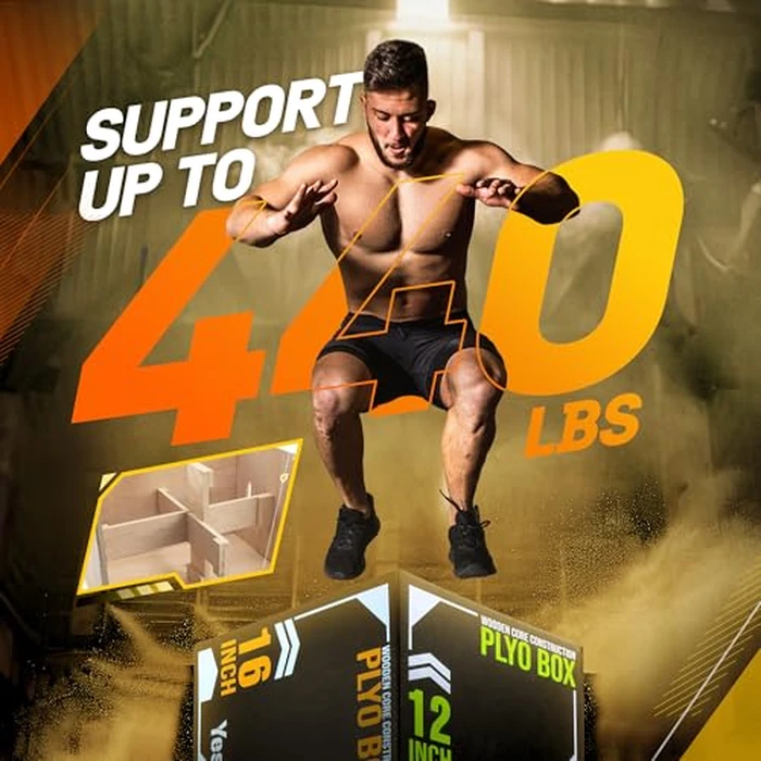 Yes4All 3 in 1 Soft Plyo Box Wooden Core, Foam Plyometric Box for Home Gym and Outdoor Workout - 20 x 18 x 16 by Yes4All - Image 3