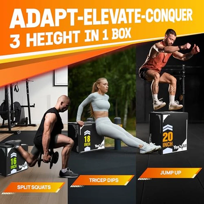 Yes4All 3 in 1 Soft Plyo Box Wooden Core, Foam Plyometric Box for Home Gym and Outdoor Workout - 20 x 18 x 16 by Yes4All - Image 6
