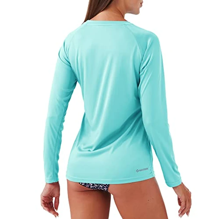 NAVISKIN Women's UPF 50+ Sun Protection Long Sleeve Shirts Rash Guard Shirts Quick Dry Lightweight Hiking Shirts Green Size S by NAVISKIN - Image 2