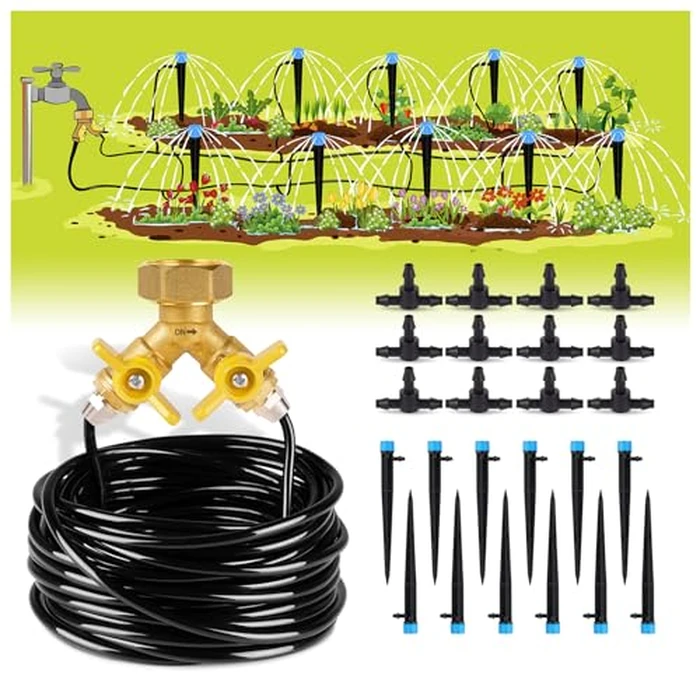 HIRALIY 50ft Drip Irrigation Kit Plant Watering System 8x5mm Blank Distribution Tubing DIY Automatic Irrigation Equipment Set for Garden Greenhouse Flower Bed Patio Lawn by HIRALIY - Used - Very Good condition - US$13.53