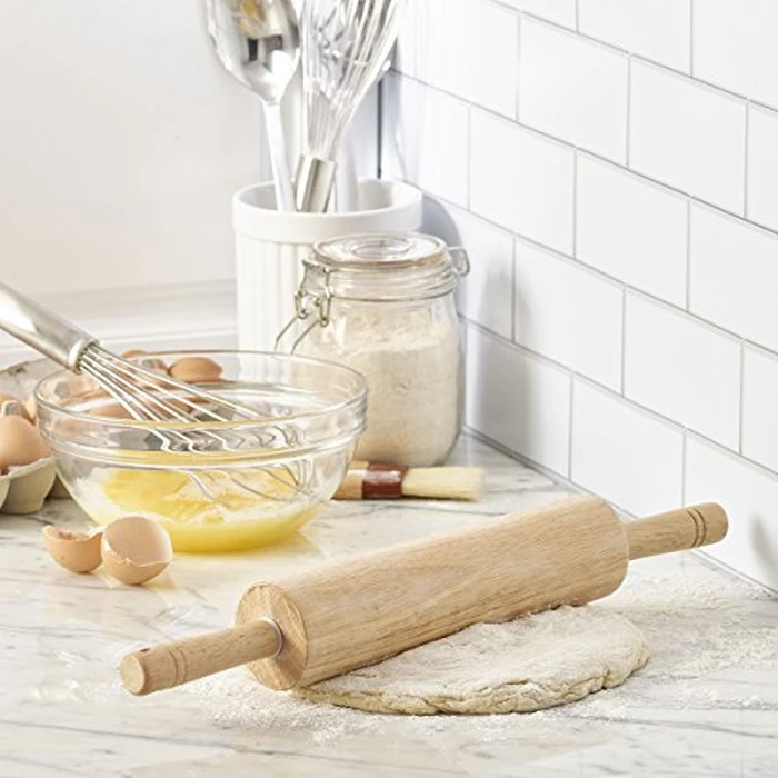 FARBERWARE Classic Wood Rolling Pin, 18-Inch Hardwood Dough Roller for Baking Pizza, Pies, Pastry and Cookies, Ergonomic Handles, Kitchen Essential by Farberware - Image 2
