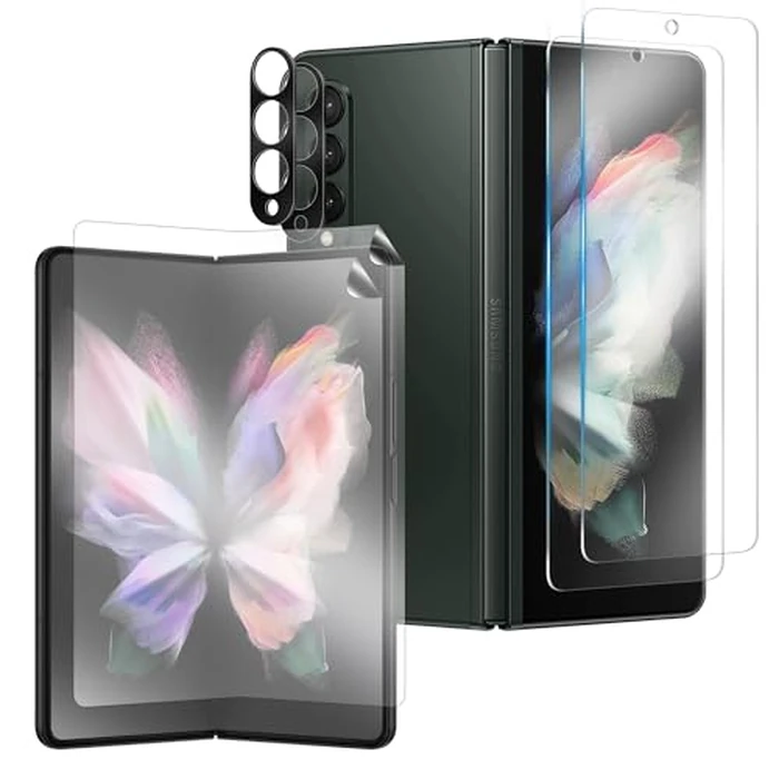 WILLONE 2+2+2 Pack for Samsung Galaxy Z Fold 3 Screen Protector (7.60 inches) with Camera Lens Protector, Case Friendly Tempered Glass Film, Fingerprint Unlock, HD Clear by WILLONE - Image 1