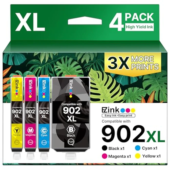 E-Z Ink Compatible 902XL Ink Cartridges for HP Printers Replacement for HP 902XL Ink Cartridges Combo Pack to use with Officejet Pro 6978 6968 6960 6975 Officejet 6951 6954 6956 6958 Printer(4 Pack) by E-Z Ink - Used - Like New condition - CA$22.10
